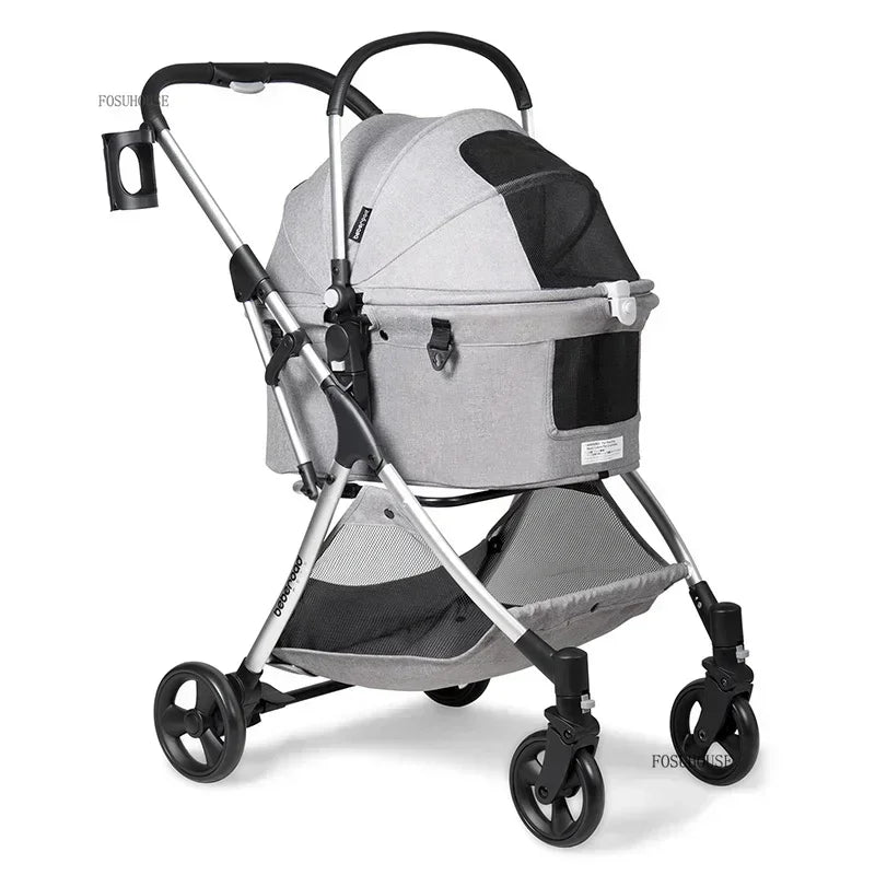RoyalRide™ Pet Stroller – Breathable 4-Wheel Luxury Travel Trolley for Cats & Dogs | Foldable Portable Design