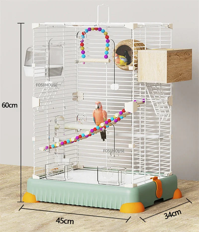 AviaryLux™ Bird Cage – Large Wrought Iron Luxury Home for Budgies, Cockatiels & Parrots | Splash-Proof Design