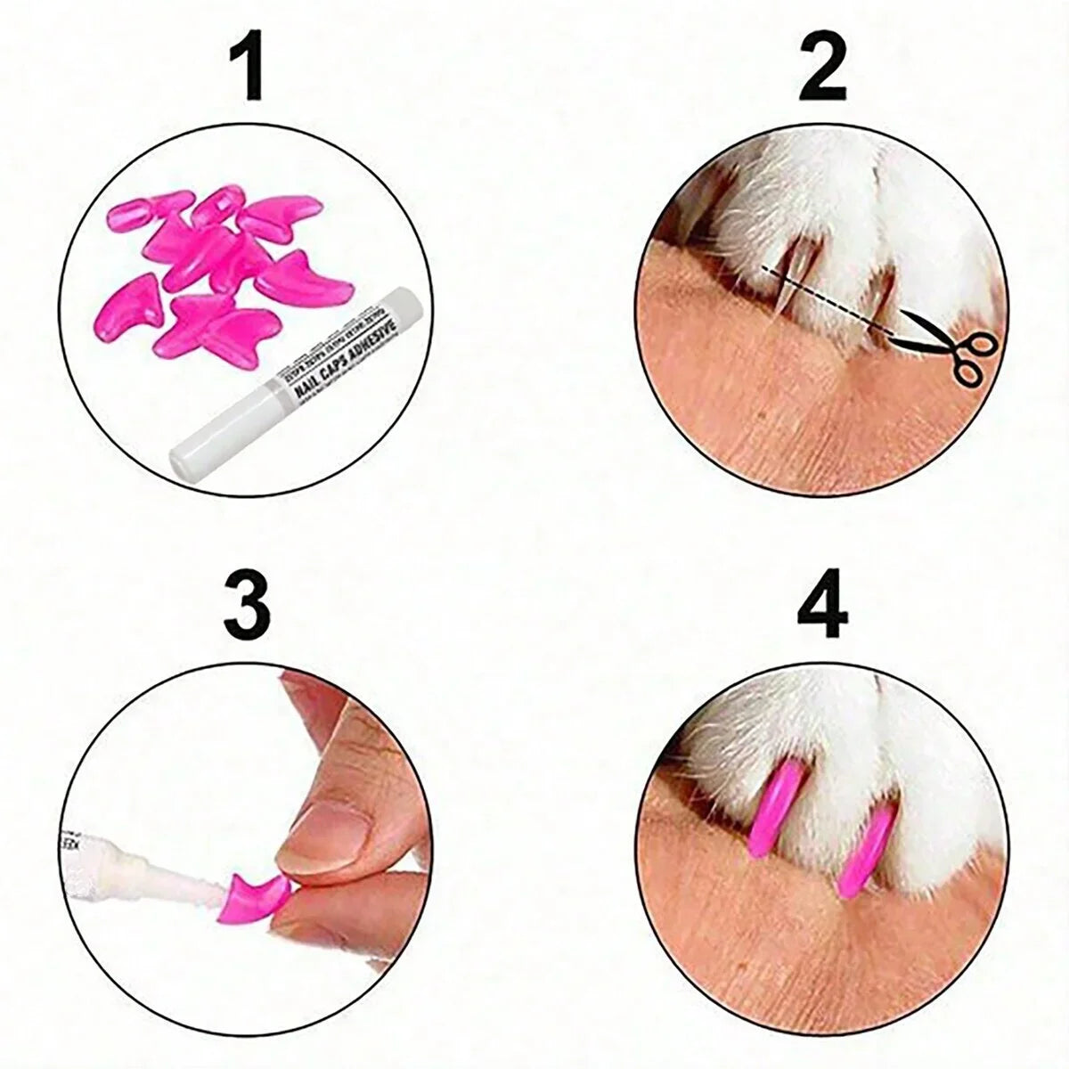Colorful SoftPaws™ cat nail caps in a variety of shades for safe grooming and claw protection, 20 pieces displayed.