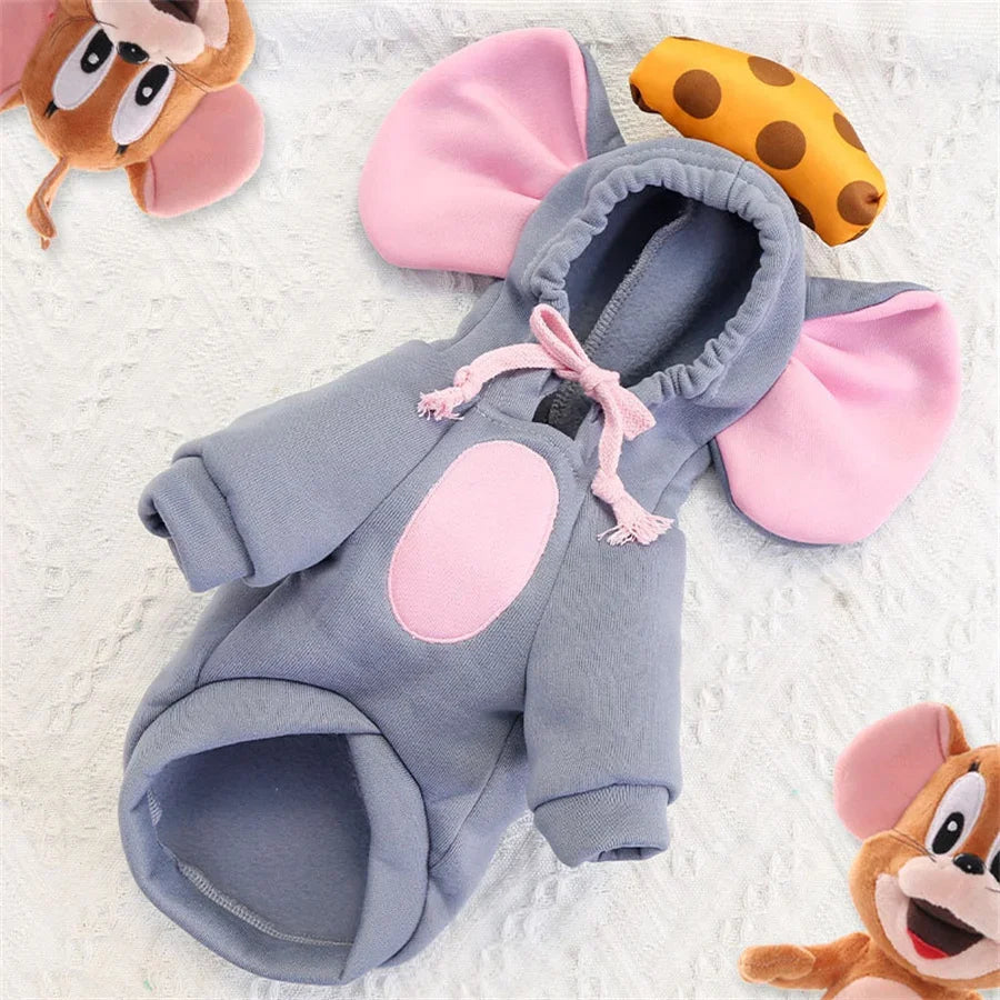 Warm hoodie pet costume featuring a thickened mouse design for small and medium pets by Petivo.