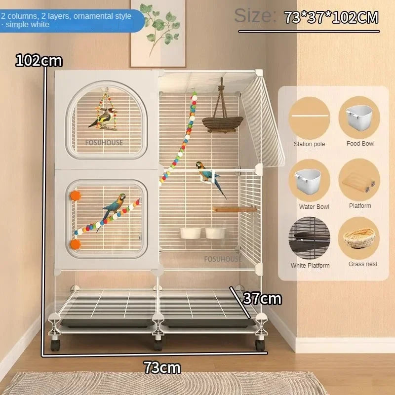 WingPalace™ Bird Villa – Large Luxury Wrought Iron Cage for Budgies, Cockatiels & Parrots