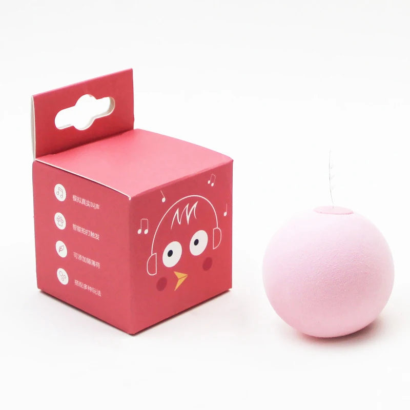 Plush electric squeak toy cat ball with catnip, designed for interactive play and engagement for cats.