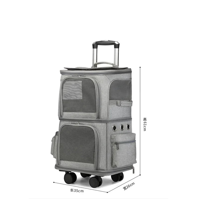 BestRide -Outdoor Travel Universal Wheel Pet Stroller Double-layer Pet Trolley for Dogs and Cats