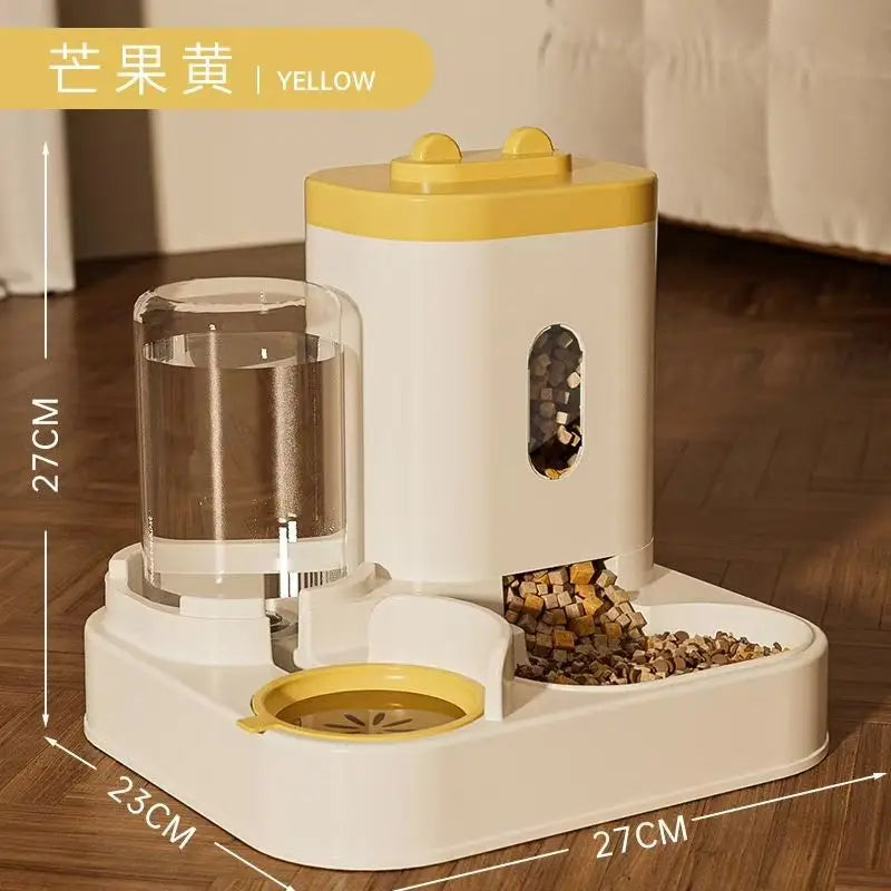 Automatic circulating waterer and tilted food bowl for cats and dogs by Petivo, featuring a whisper-quiet design.