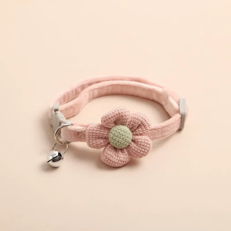 SoftHaven adjustable pet collar with a bowknot and bell, made of cotton for dogs, featuring a breakaway design.