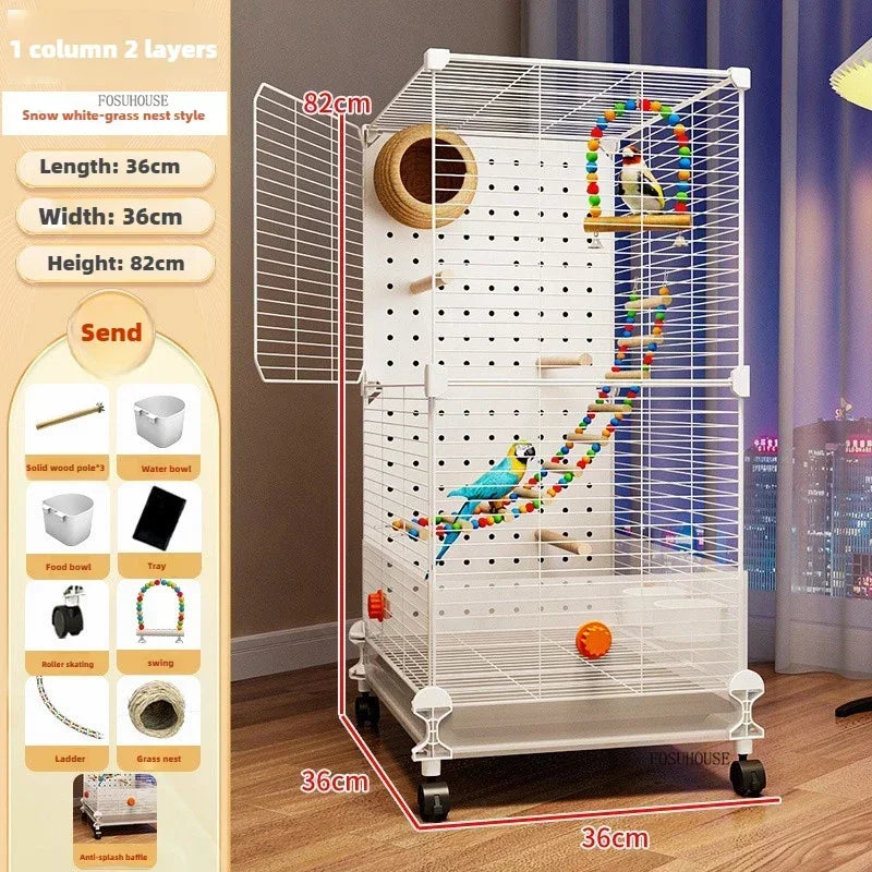 FeatherHaven™ Bird Villa – Spacious Wrought Iron Luxury Cage for Budgies, Cockatiels & Parrots