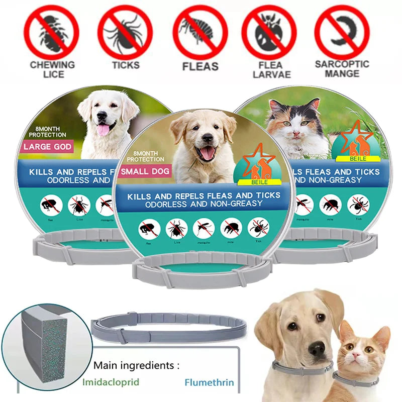 Adjustable PawProtect™ Anti-Flea & Tick Collar for pets, providing 8 months of protection against pests.