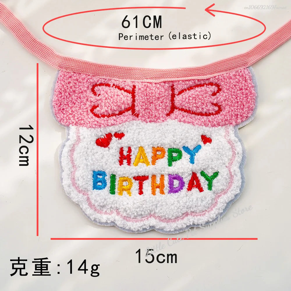 GlamPet™ cat birthday party hat and bib with adjustable bandana, perfect for dressing up cats and puppies at celebrations.