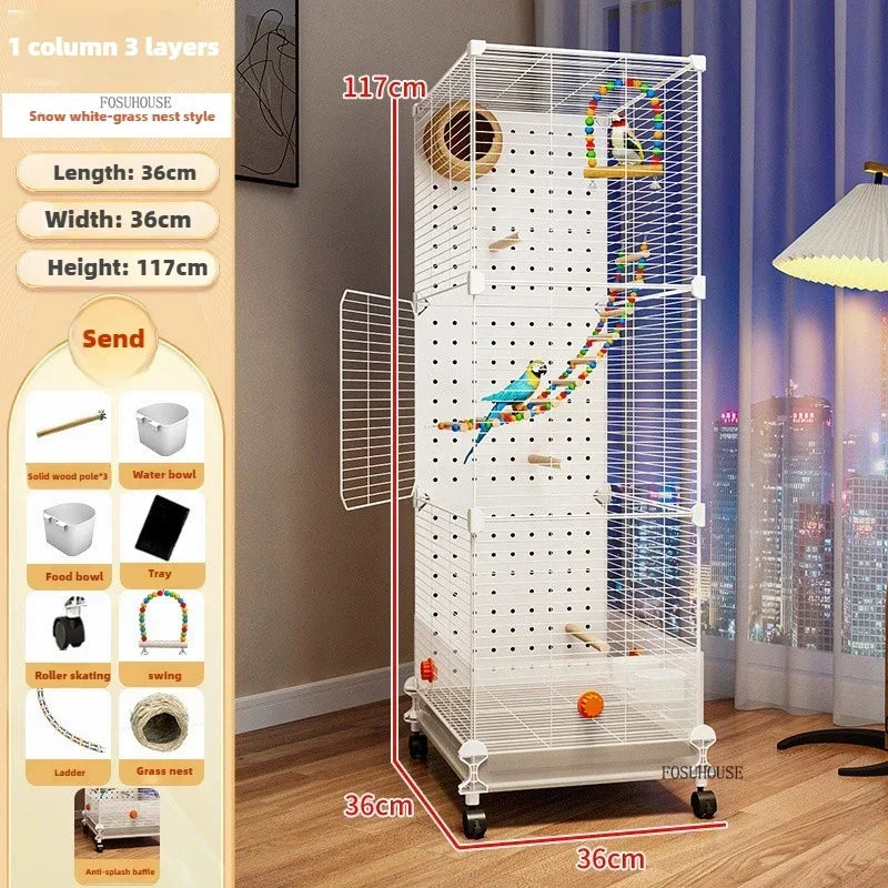 FeatherHaven™ Bird Villa – Spacious Wrought Iron Luxury Cage for Budgies, Cockatiels & Parrots