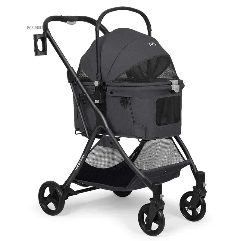 RoyalRide™ Pet Stroller – Breathable 4-Wheel Luxury Travel Trolley for Cats & Dogs | Foldable Portable Design