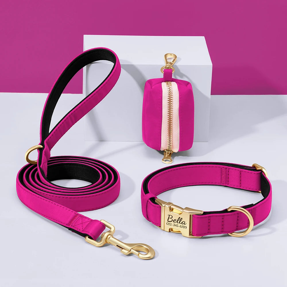 RoyalTag™ Dog Collar – Personalized Wide Leather Collar with Custom Nameplate for Small to Large Dogs