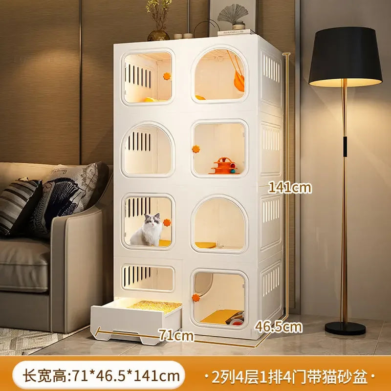 PurePaws™ Cat Villa – Modern Minimalist Indoor Cage with Integrated Litter Box & Outdoor-Ready Design