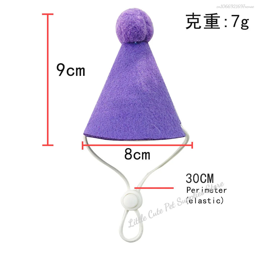GlamPet™ cat birthday party hat and bib with adjustable bandana, colorful festive outfit for cats and puppies.