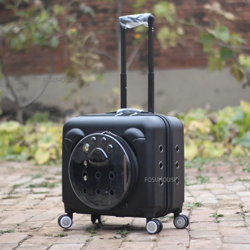 ClearVoyage™ Pet Travel Carrier – Transparent Breathable Trolley & Shoulder Backpack for Cats & Small Dogs