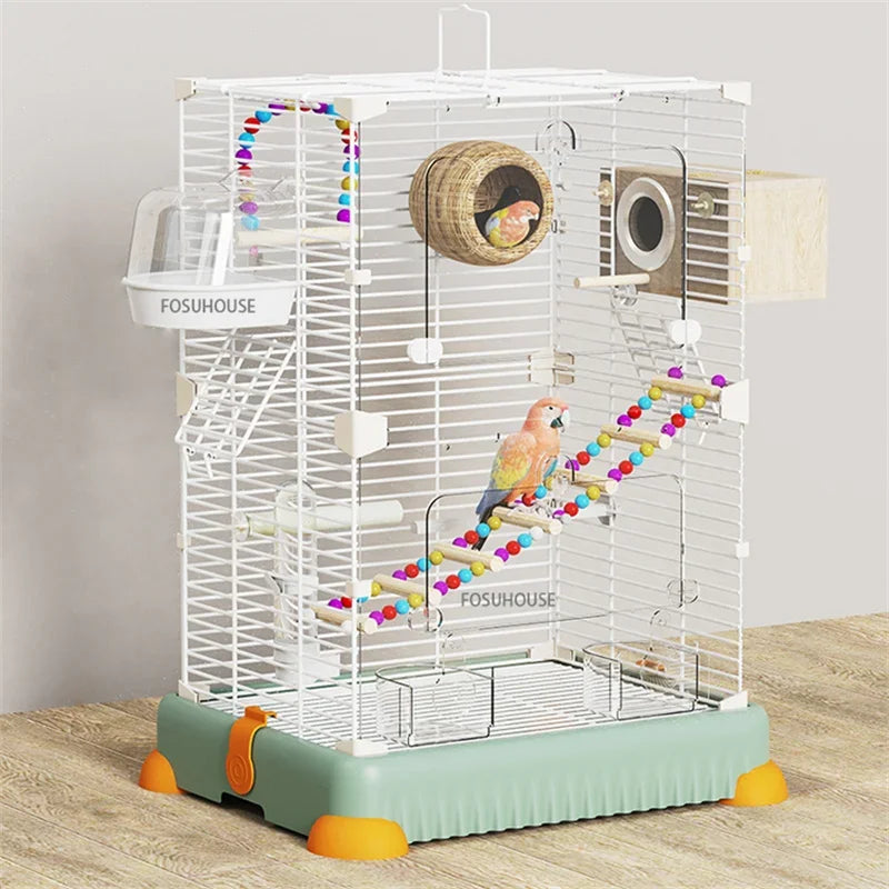 AviaryLux™ Bird Cage – Large Wrought Iron Luxury Home for Budgies, Cockatiels & Parrots | Splash-Proof Design