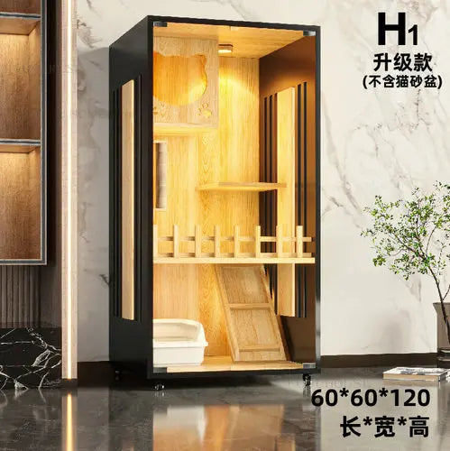 RoyalPaws™ Luxury Cat Villa – Solid Wood Oversized Indoor Cat House with Waterproof Design & Spacious Multi-Level Comfort
