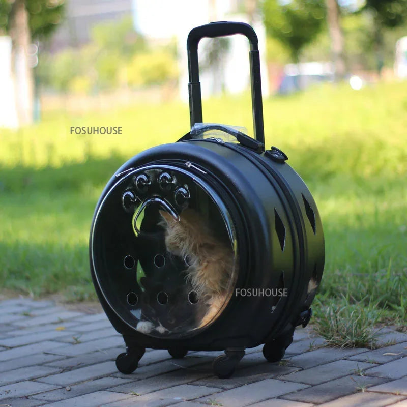 ClearVoyage™ Pet Travel Carrier – Transparent Breathable Trolley & Shoulder Backpack for Cats & Small Dogs