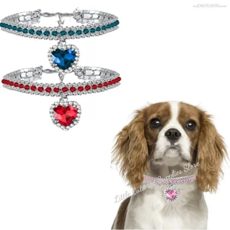 CrystalCharm™ pet collar featuring a rhinestone diamante design, perfect for small dogs and cats.