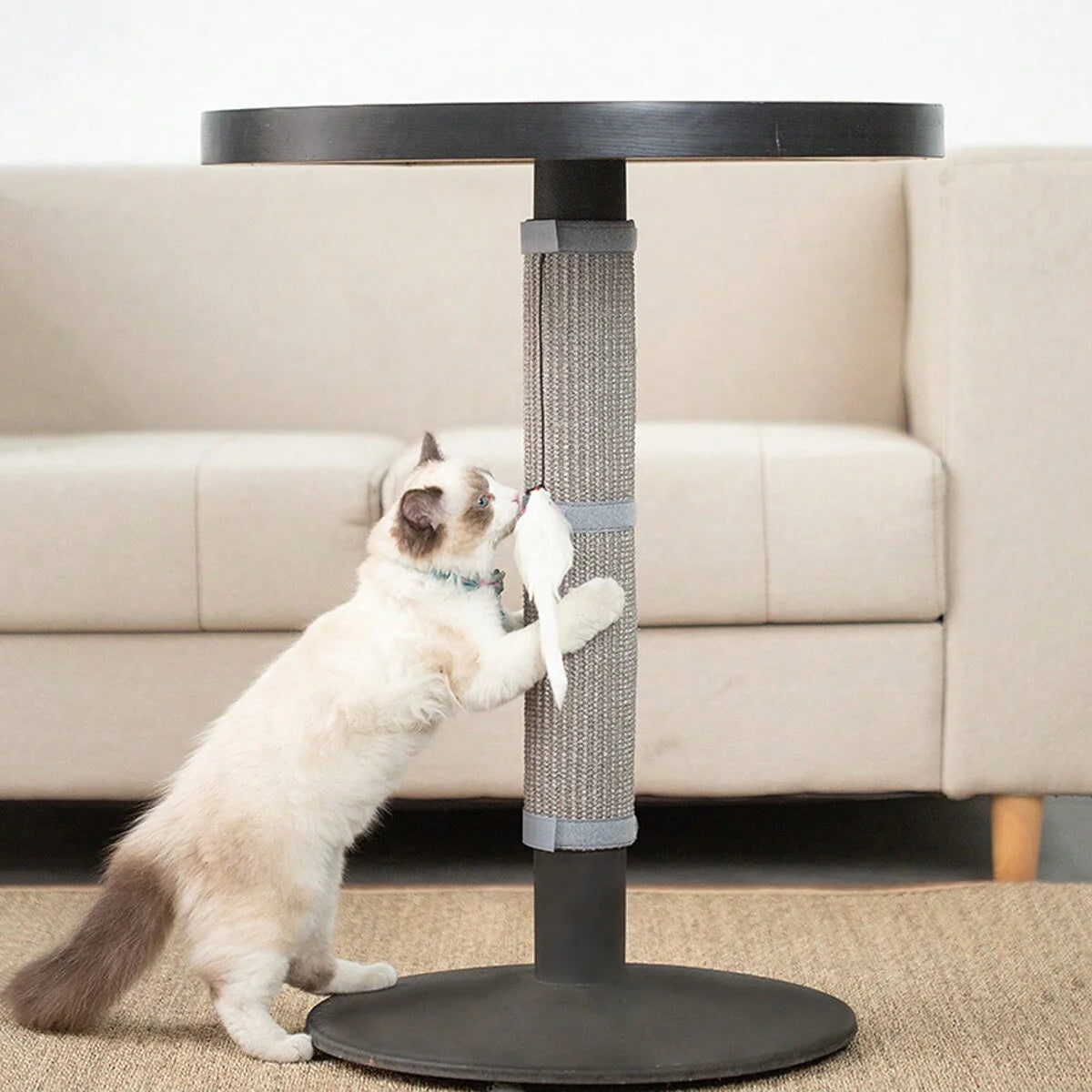 SisalShield™ Cat Scratch Mat by Petivo, featuring durable sisal for scratching and paw grinding, ideal for sofa protection.