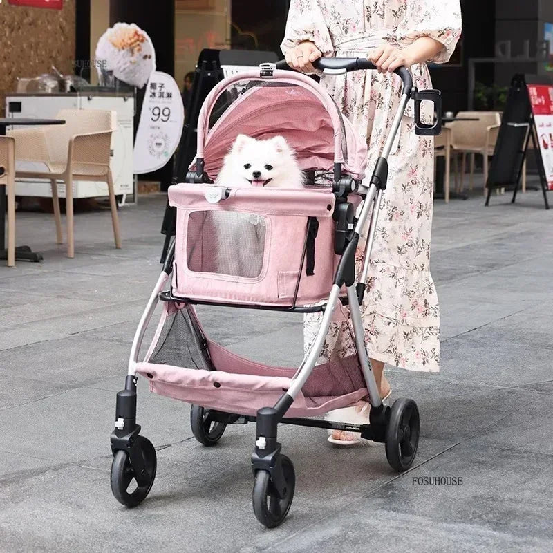 RoyalRide™ Pet Stroller – Breathable 4-Wheel Luxury Travel Trolley for Cats & Dogs | Foldable Portable Design