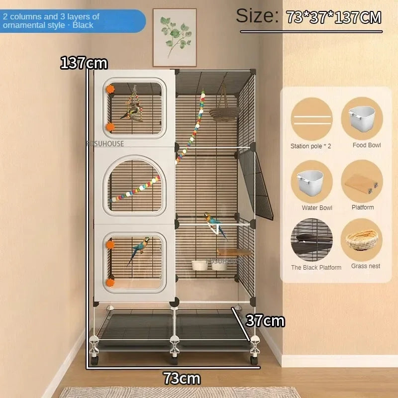 WingPalace™ Bird Villa – Large Luxury Wrought Iron Cage for Budgies, Cockatiels & Parrots