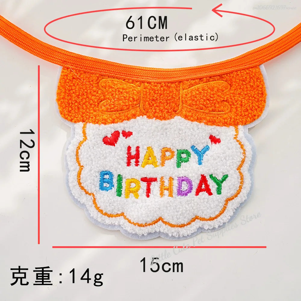 GlamPet™ cat birthday party hat and bib with adjustable bandana, perfect for dressing up cats and puppies for celebrations.