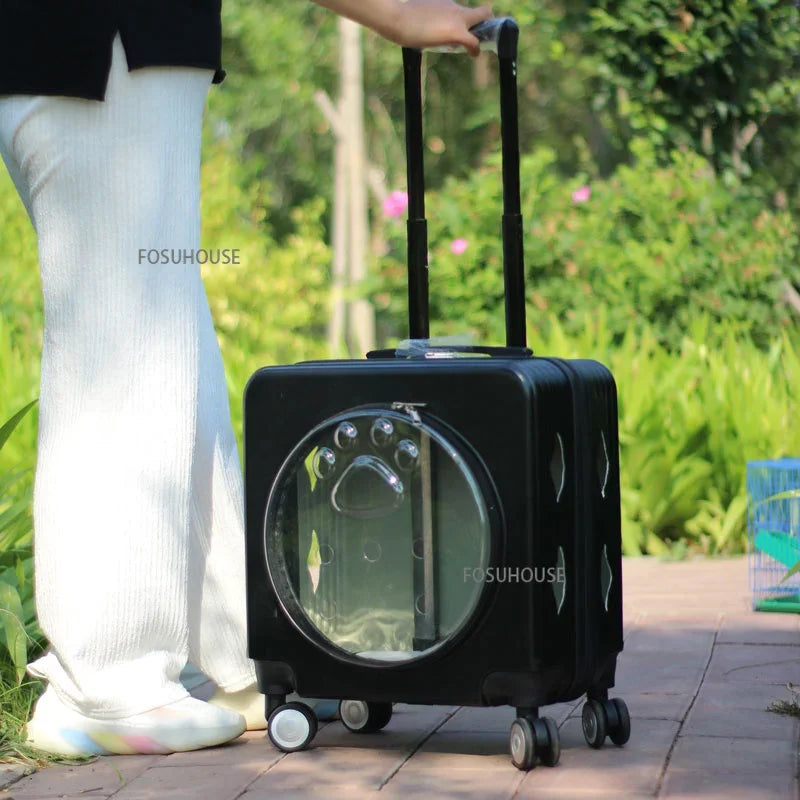 ClearVoyage™ Pet Travel Carrier – Transparent Breathable Trolley & Shoulder Backpack for Cats & Small Dogs