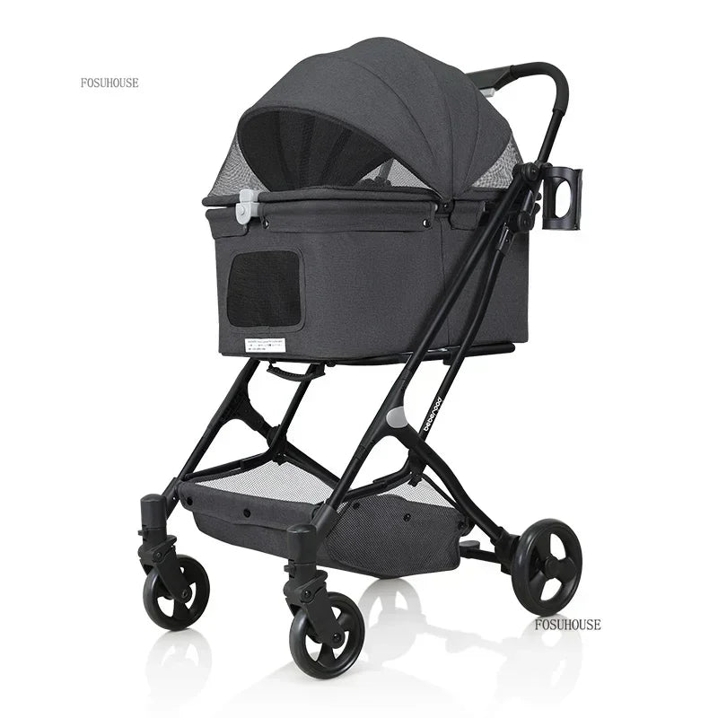 RoyalRide™ Pet Stroller – Breathable 4-Wheel Luxury Travel Trolley for Cats & Dogs | Foldable Portable Design