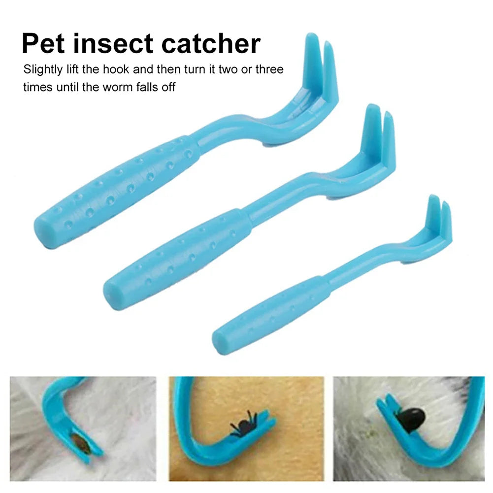 Petivo TickAway™ flea and tick removal kit for dogs and cats, featuring grooming tools in a compact arrangement.