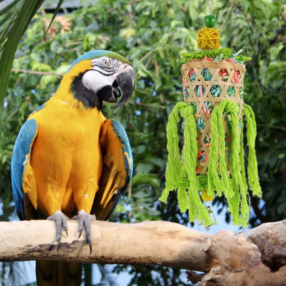 ClimbEase™ Pet Cage Toy Stand with colorful perches for birds and small pets in a cozy cage setting.