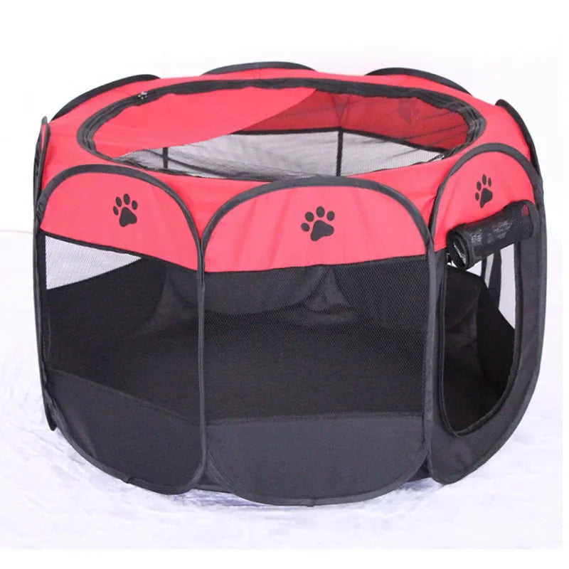 FurFort™ Foldable Pet Tent and Playpen in a portable design for dogs and cats, set up outdoors on grass.