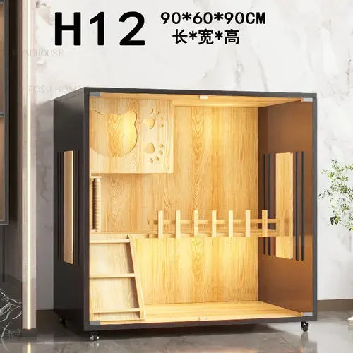 RoyalPaws™ Luxury Cat Villa – Solid Wood Oversized Indoor Cat House with Waterproof Design & Spacious Multi-Level Comfort