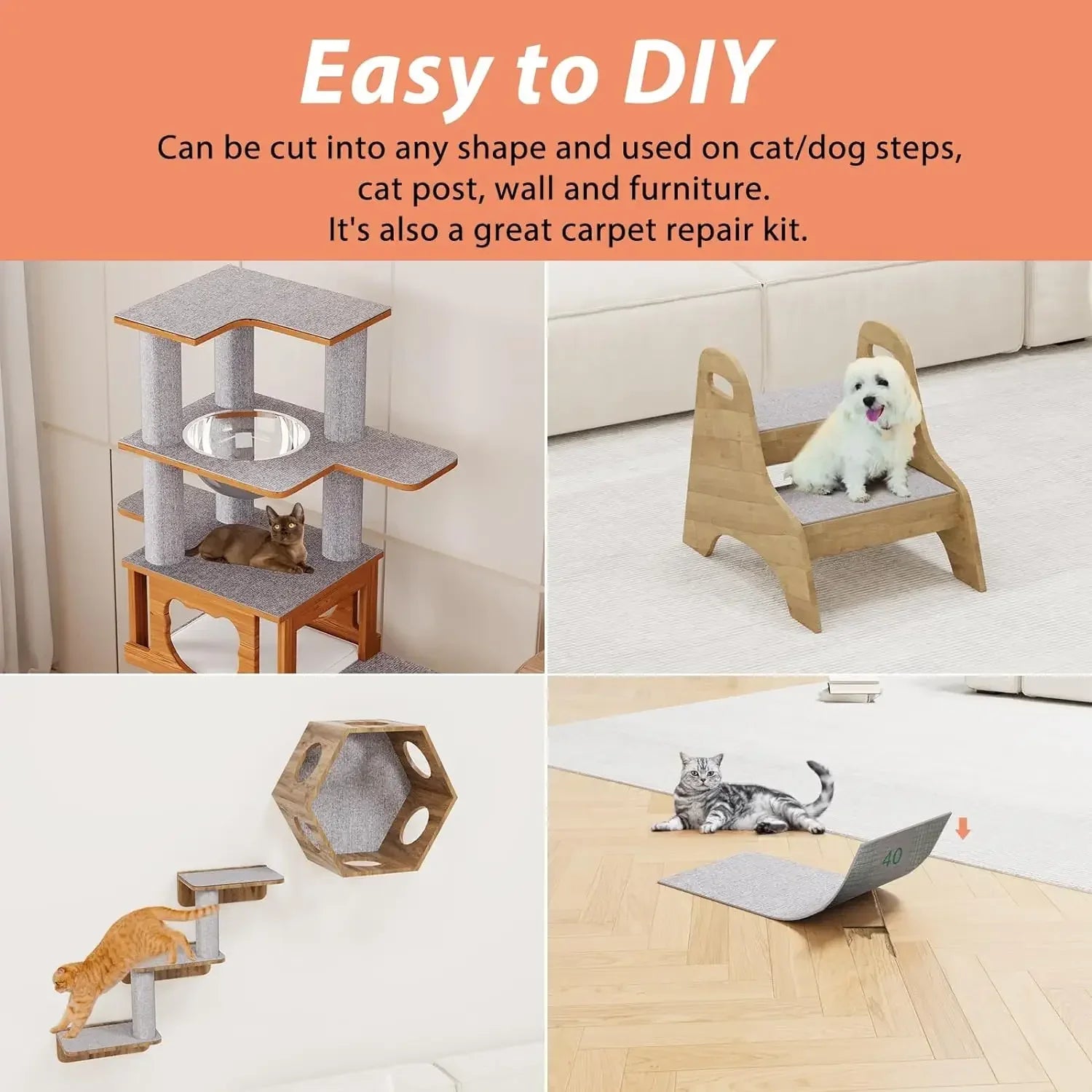 PurrPlay™ cat crawl and scratch mat featuring a felt climbing board for sofa protection and feline enjoyment.