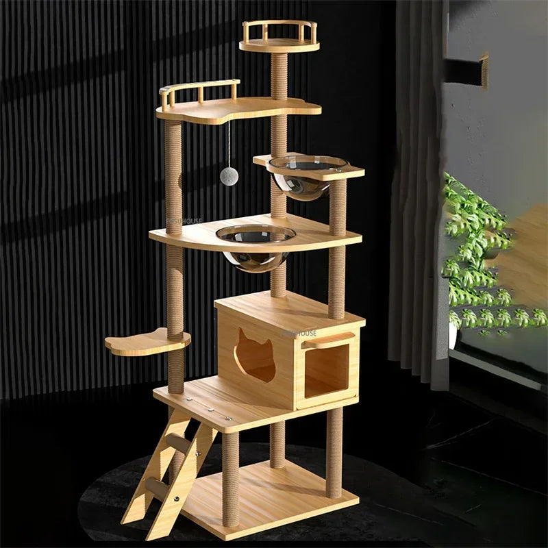 PawEmpire™ Cat Tree – Multi-Level Climbing Tower with Sisal Scratching Posts & Interactive Cat Toys