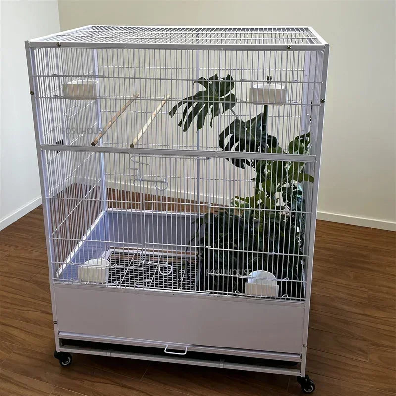 SkyPalace™ Bird Cage – Large Luxury Wrought Iron Villa for Budgies, Cockatiels & Parrots | Splash-Proof Comfort Home
