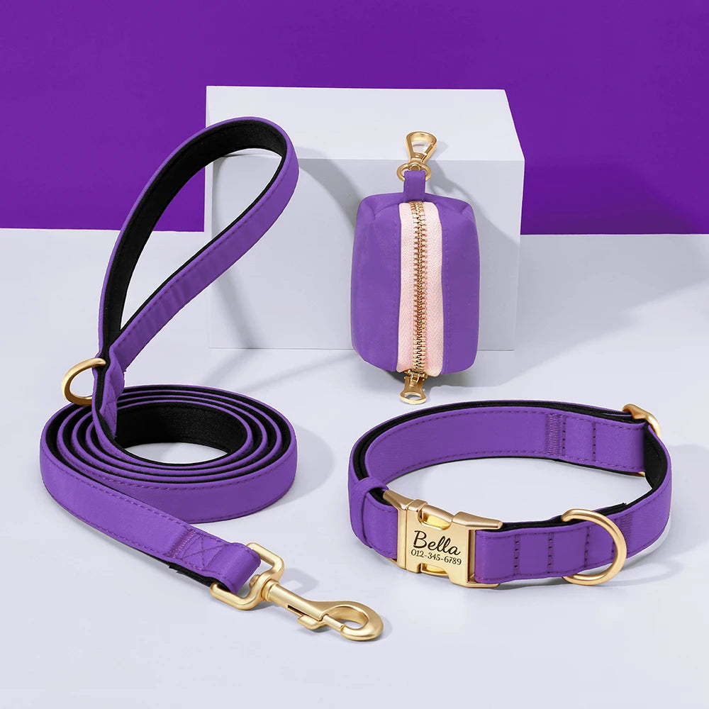 RoyalTag™ Dog Collar – Personalized Wide Leather Collar with Custom Nameplate for Small to Large Dogs