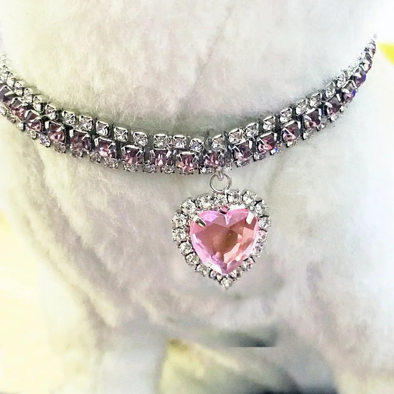 Rhinestone diamante necklace collar for cats and small dogs by Petivo, featuring a sparkling crystal design.