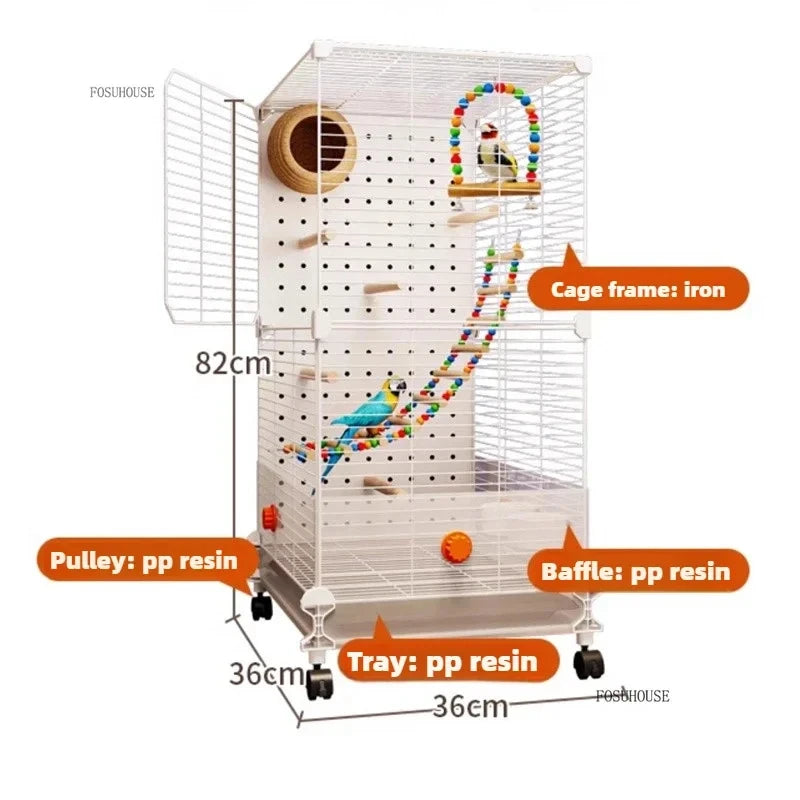 FeatherHaven™ Bird Villa – Spacious Wrought Iron Luxury Cage for Budgies, Cockatiels & Parrots