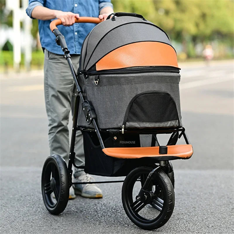 EliteRide™ Pet Stroller – Premium 4-Wheel Foldable Travel Trolley for Dogs & Cats | Breathable Windproof Design