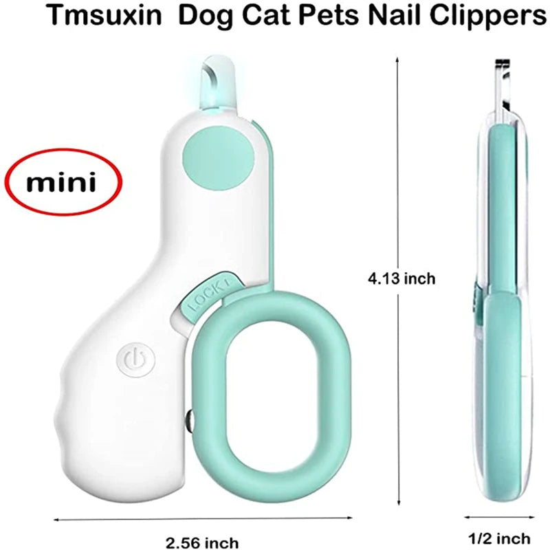 GlowTrim™ LED pet nail clipper with ergonomic handle, designed for safe grooming of dogs and cats.