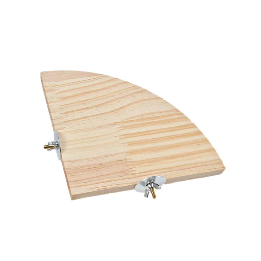 PerchCraft™ wooden pet platform for birds and hamsters, featuring a natural stand design and textured surface.