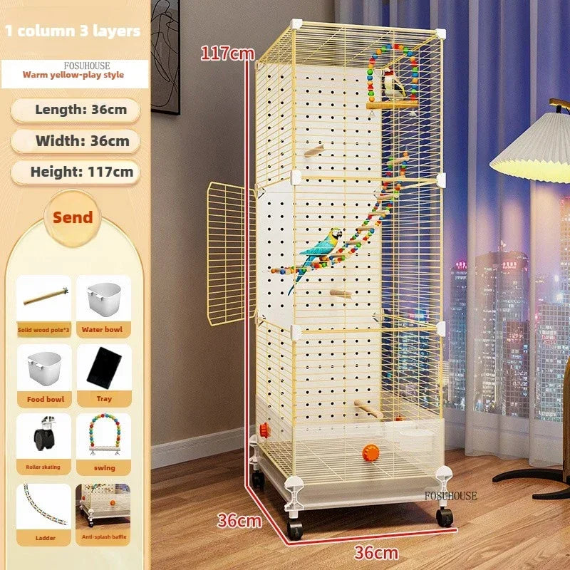 FeatherHaven™ Bird Villa – Spacious Wrought Iron Luxury Cage for Budgies, Cockatiels & Parrots