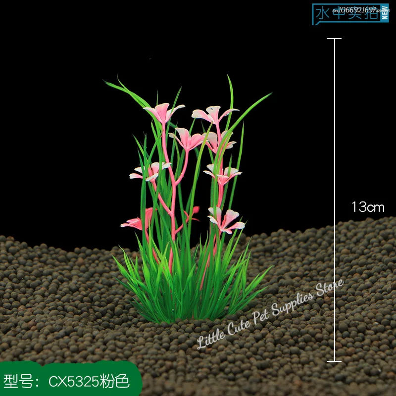 Petivo artificial aquarium plant set featuring vibrant green aquatic decorations, 13cm height for fish tank enhancement.