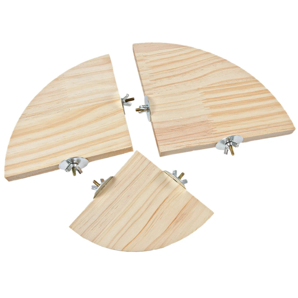 PerchCraft™ wooden pet platform for parrots and small animals, featuring a natural stand design and textured surface.