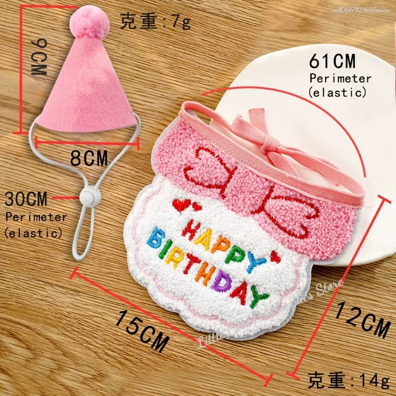 GlamPet™ cat birthday party hat and bib set with adjustable bandana, perfect for dressing up cats and puppies.