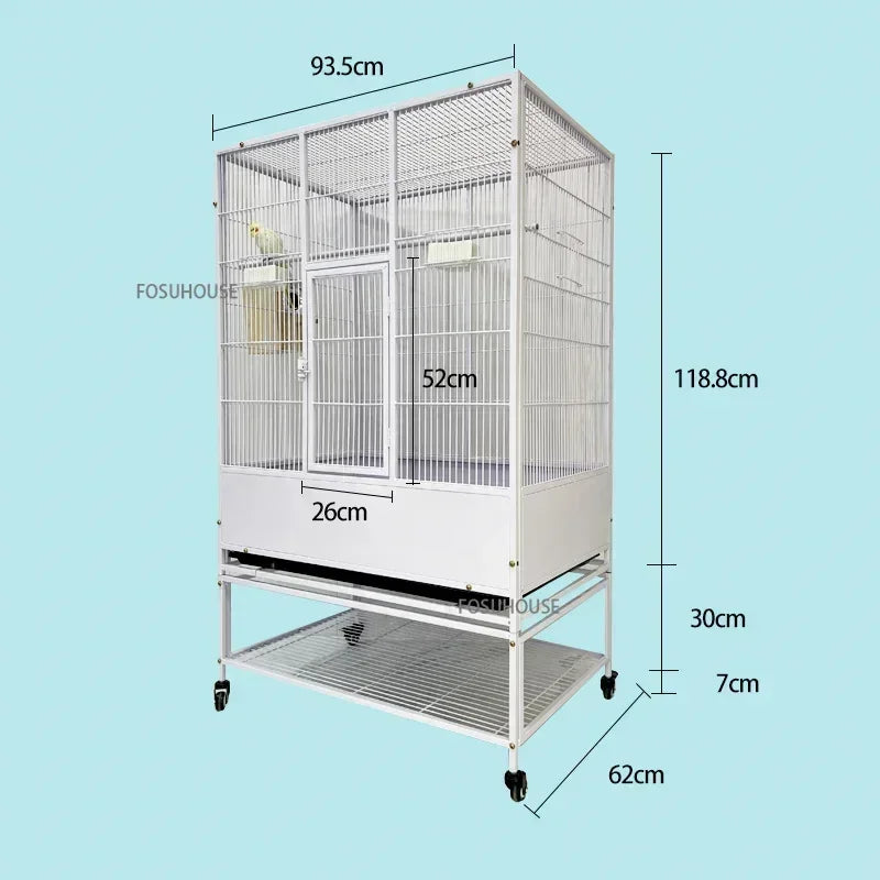 SkyPalace™ Bird Cage – Large Luxury Wrought Iron Villa for Budgies, Cockatiels & Parrots | Splash-Proof Comfort Home