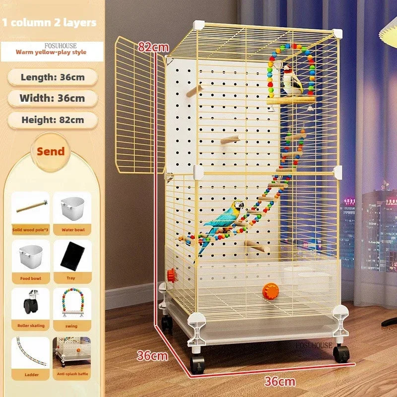 FeatherHaven™ Bird Villa – Spacious Wrought Iron Luxury Cage for Budgies, Cockatiels & Parrots