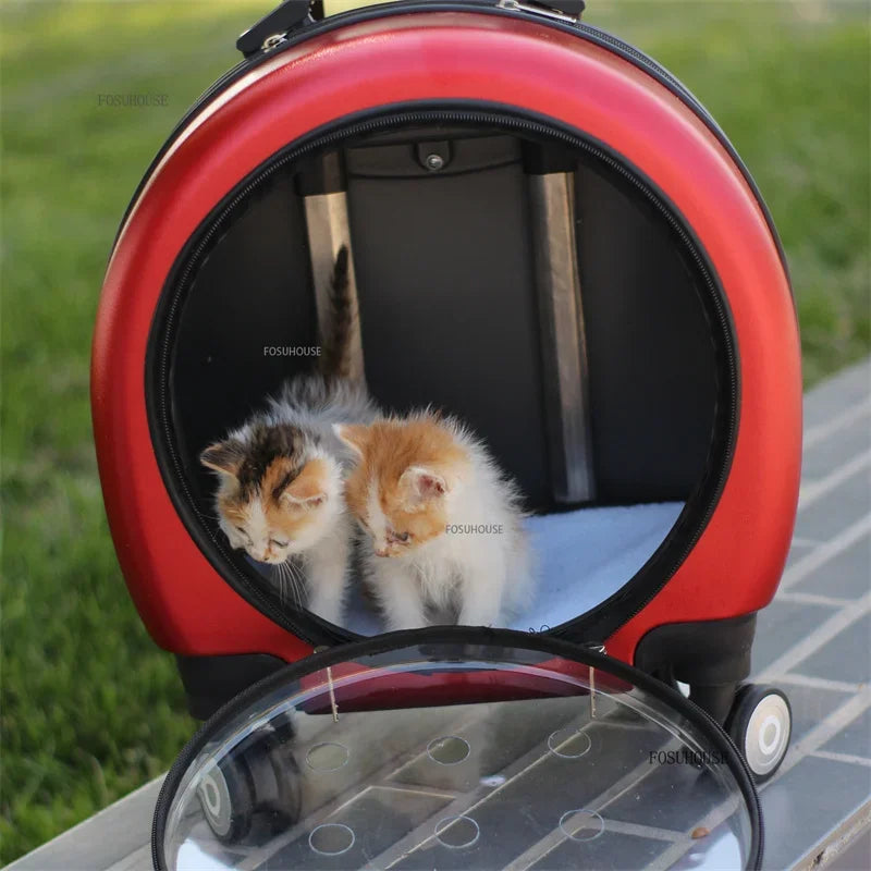 ClearVoyage™ Pet Travel Carrier – Transparent Breathable Trolley & Shoulder Backpack for Cats & Small Dogs