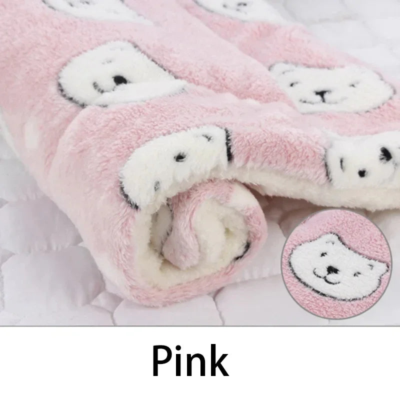 CozyNest™ flannel pet mattress in warm tones, designed for comfortable sleeping for dogs, cats, and puppies.
