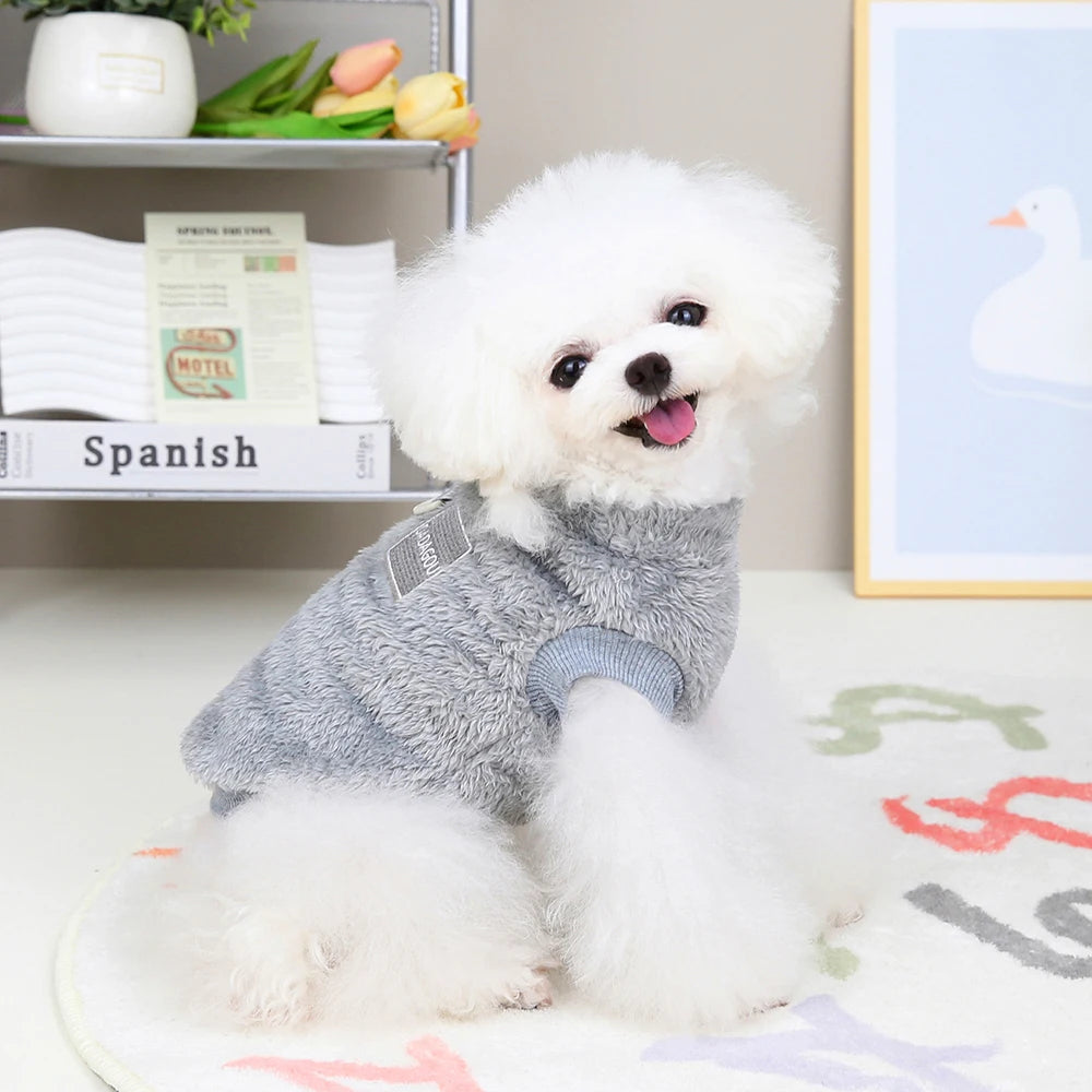 Soft, cozy FurSnuggle™ warm plush pet t-shirt for dogs and cats in a cute design, perfect for chilly days.